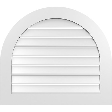 Ekena Millwork Round Top Surface Mount PVC Gable Vent: Functional, w/ 3-1/2"W x 1"P Standard Frame, 34"W x 30"H GVPRT34X3001SF